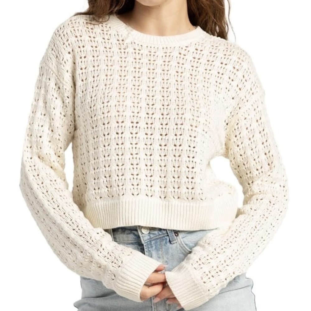 NWT Full Tilt Women’s XXL Cream Open Weave Knit Sweater Long Sleeve